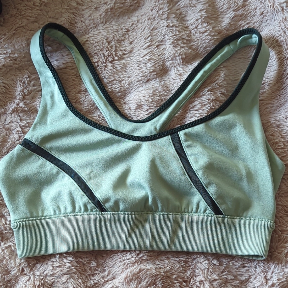 Puma Light Green Sports Bra with Black Accents